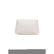 A sleek minimalist white Liu Jo polyurethane shoulder bag with button closure and subtle metallic hardware accents