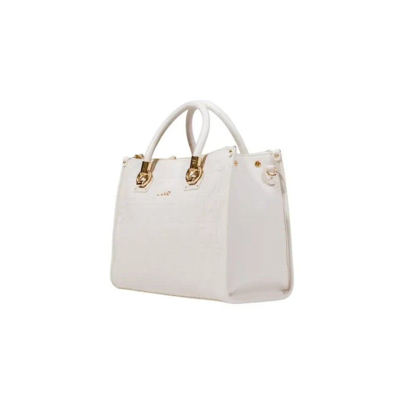 White leather women’s shoulder handbag with gold hardware and zipper by Liu Jo