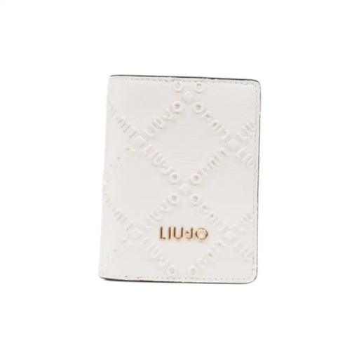 White Liu Jo quilted diamond passport holder with gold-tone logo in zip wallet