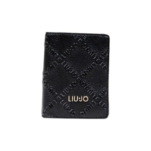 Liu Jo black passport holder with embossed logo and gold branding