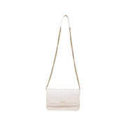 White leather clutch bag with gold chain strap from Liu Jo featuring hook button and interior pockets