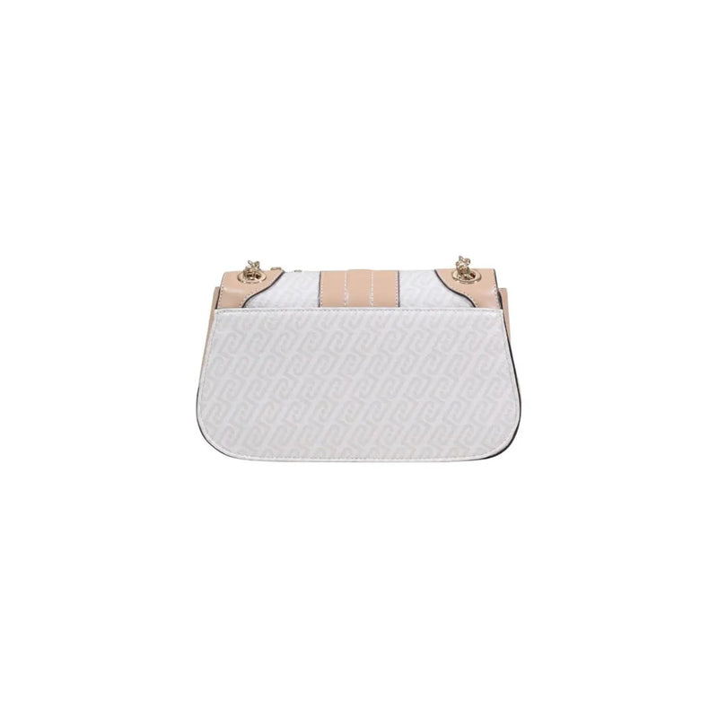 Liu jo white shoulder bag with beige crossbody design embossed logo and gold-tone hardware accents