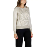Women’s beige leopard print crew-neck long knitwear by Liu Jo Women