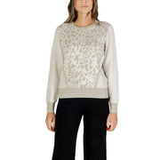 Women’s beige leopard print round neck long knitwear by Liu Jo Women