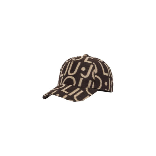 Brown liu jo women beige polyester baseball cap with repeating cream colored ju logo pattern