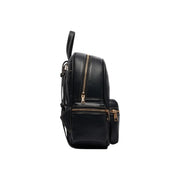 Liu jo women black faux leather backpack bag 30 cm with gold-tone zippers and sleek minimalist design