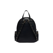 Liu Jo women black faux leather backpack bag with studded straps and side zippered pockets 30 cm