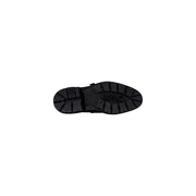 Black rubber sole with deep tread and embossed Liu Jo logo on women black faux leather lace up shoes fall winter
