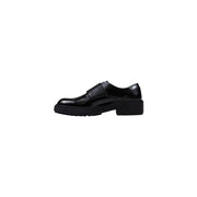 Liu jo women black faux leather oxford shoe with chunky sole and strap closure for fall winter wear