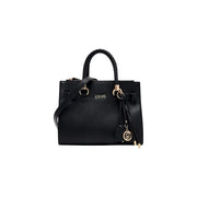 Liu Jo women black handbag faux leather Boston bag with braided leather handles and gold tone hardware