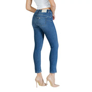 Liu Jo Damen blaue Baumwoll-Stretch-Jeans, schmal geschnitten, verkürzt, Rückansicht