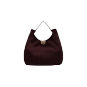 Liu jo women brown hobo bag in dark burgundy satin polyurethane with gold-tone clasp and thin shoulder strap