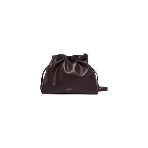 Liu Jo Damen-Einkaufstasche aus braunem Polyurethan, 32 cm, mit elegantem, dunkelbraunem Leder-Umhängegurt und Kordelzug top Schließung