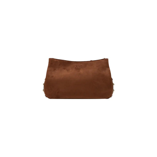 Kleine braune Handtasche von Liu Jo für Damen, Polyester, 30 cm breit, Wildleder-Clutch mit Metallnieten und geprägtem Logo auf der Vorderseite