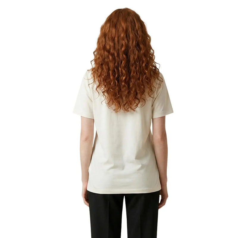 Cream-colored Liu Jo women cotton short sleeve round neck t shirt with a minimalist design