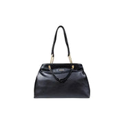 Black leather shoulder bag with gold chain strap and decorative chain for Liu Jo Women Handbag