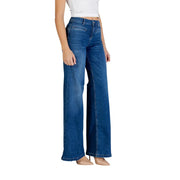 Liu jo women flare trousers high waist blue denim jeans with wide-leg cut and classic stitching details size al