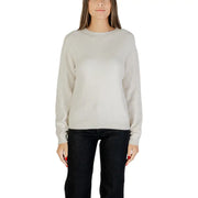 Women’s light grey crew neck knit sweater from Liu Jo for women, long round neck style