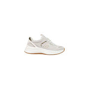 Liu Jo women leather sneakers in light gray suede with metallic silver accents and white rubber sole