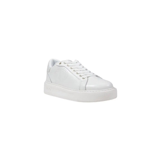 Weißer Plateau-Sneaker von Liu Jo Damenschuhe mit glänzendem Leder-Obermaterial und passenden Schnürsenkeln für Frühling und Sommer