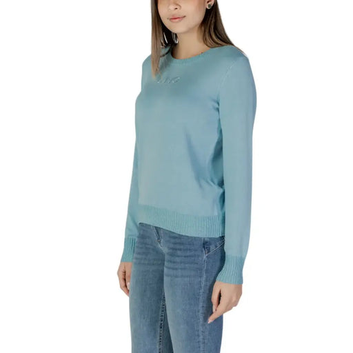Light blue long-sleeved crew-neck knitwear for women from Liu Jo Spring Summer collection