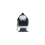 Liu Jo women platform sneakers black with glossy leather upper, white heel panel, and chunky gray midsole outsole