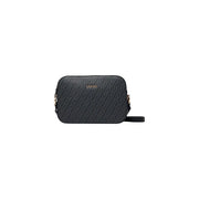 Black liu jo crossbody bag in polyurethane with embossed logo pattern and gold-tone hardware for women W24cm