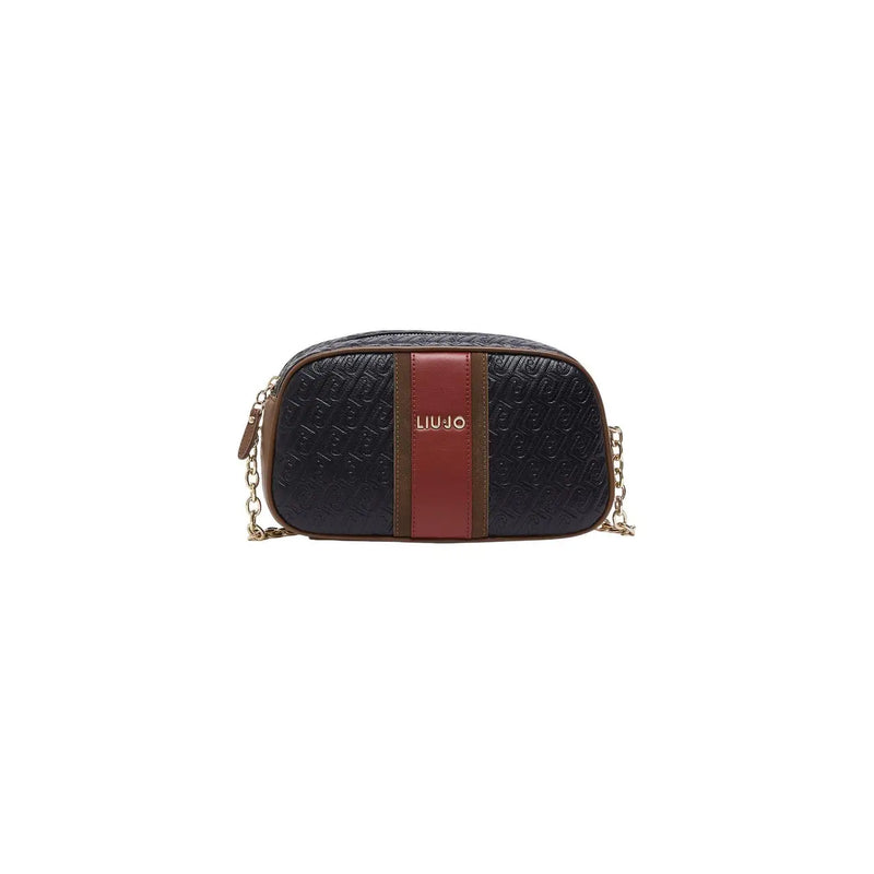 Liu jo women red crossbody bag in black and brown polyurethane with embossed logo pattern and 24cm width