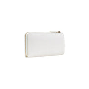 Liu Jo women wallet beige white leather with gold-tone zipper and pull tab featuring zip pockets 19.5x10x2 cm
