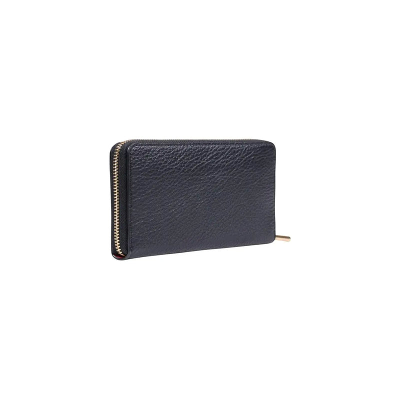 Liu jo women wallet black zip around xl in dark blue textured leather with gold-toned zipper pull 19cm