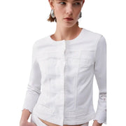 Liu Jo women white 3/4 sleeve blazer with lace trim cuffs