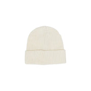 Cream-colored ribbed knit beanie with folded cuff from Liu Jo women white cap rhinestones collection