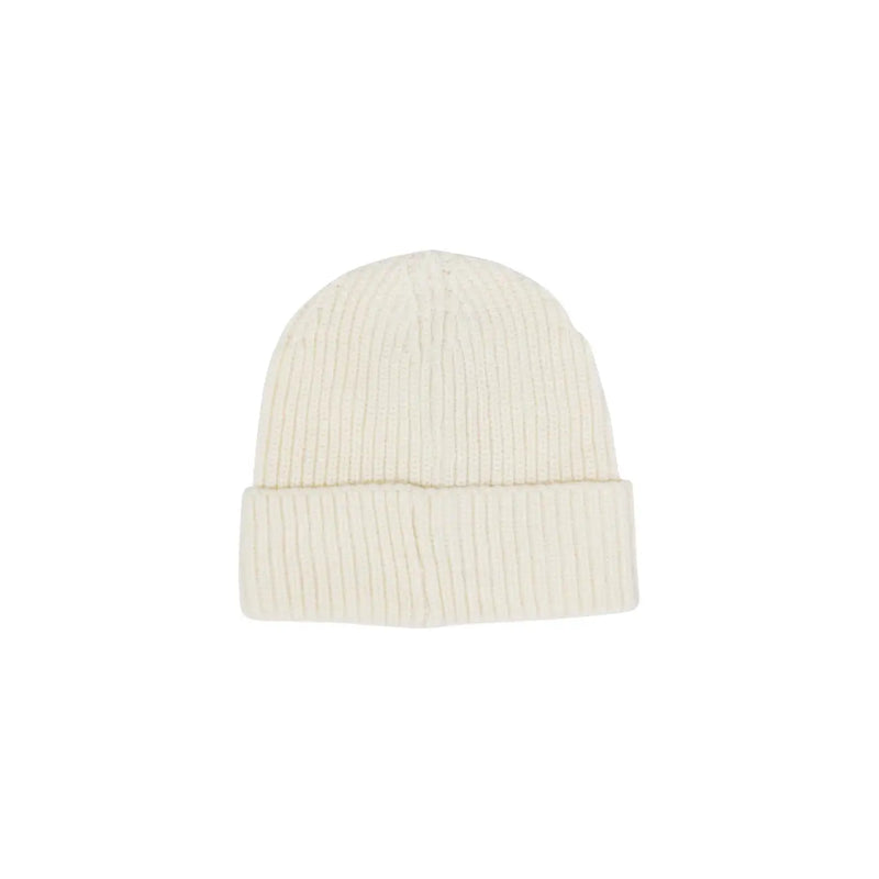 Cream-colored ribbed knit beanie with folded cuff from Liu Jo women white cap rhinestones collection
