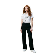 Liu Jo women white cotton round neck short t shirt featuring a black martini glass graphic design on front