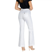 Liu Jo women white cotton trousers featuring white flare jeans with sleek straight-leg cut and subtle stitching details