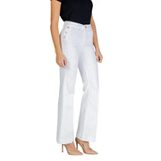 Liu jo women white cotton high-waisted trousers with gold-toned buttons and straight-leg cut ua6162 t456a