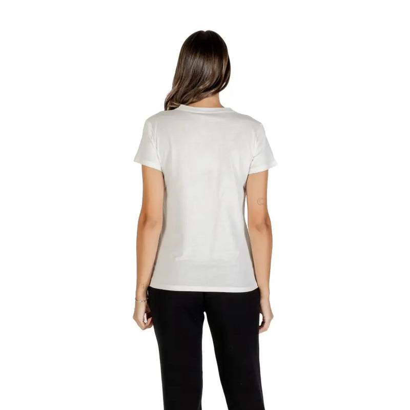 White short-sleeved cotton t shirt with crew neck and pocket by Liu Jo for women