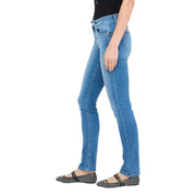 Liu jo women’s blue cotton blend slim fit jeans with classic five-pocket design shown from the back side
