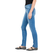 Liu jo women’s blue cotton blend slim fit jeans with classic five-pocket design shown from the back side