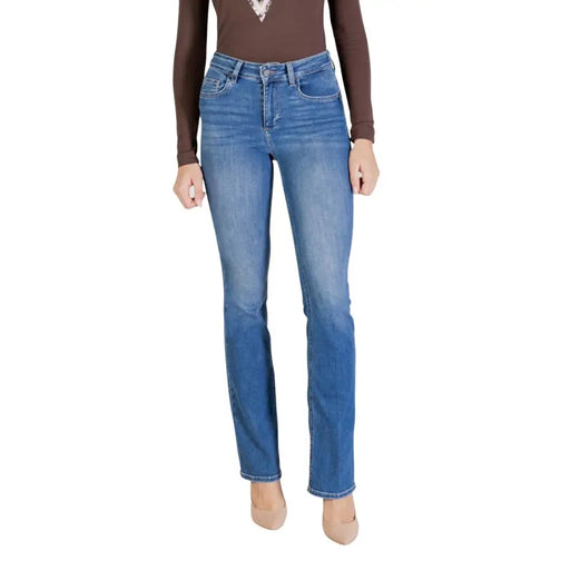 Blaue, hochgeschnittene Straight-Leg-Jeans von Liu Jo für Damen aus Baumwollmischung, geeignet für Frühling und Sommer