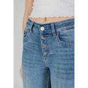 Liu Jo women’s blue cotton blend jeans featuring a button fly with decorative silver buttons spring summer collection