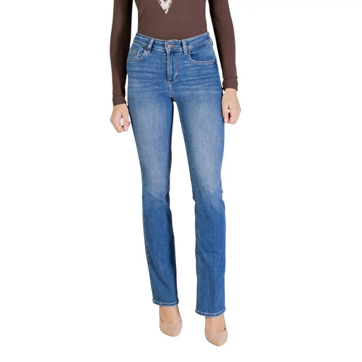 Liu Jo womens blue cotton blend high-rise straight-leg jeans