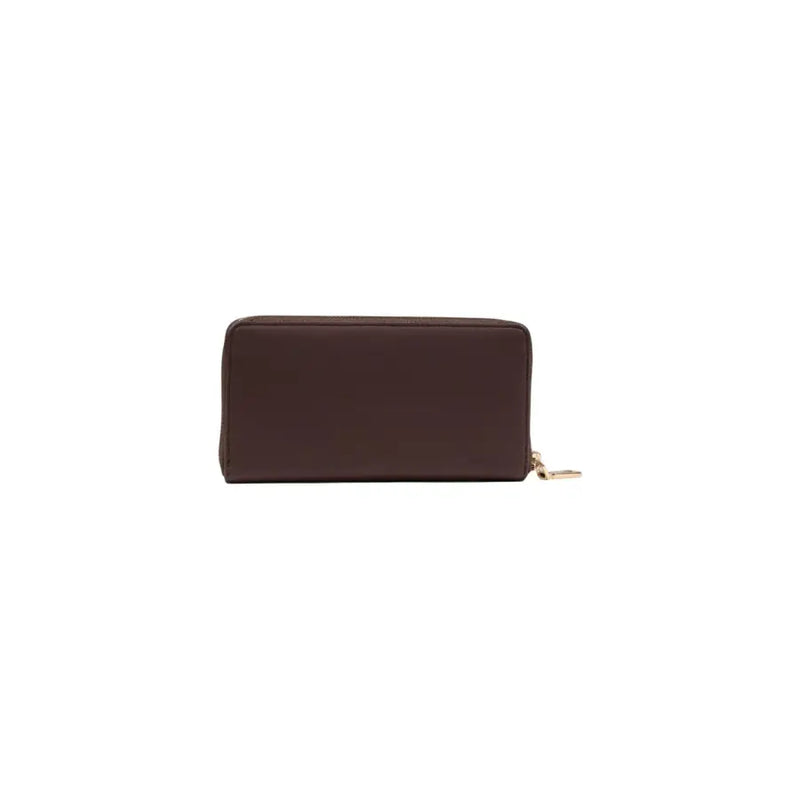 Love Moschino brown zip wallet in sleek polyurethane with gold zipper