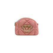 Quilted pink Love Moschino crossbody bag with gold-tone hardware and suede finish