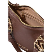 Love moschino women brown polyurethane crossbody bag with gold-tone hardware and distinctive logo clasp, 27 cm