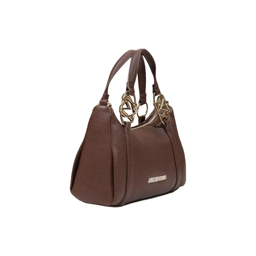 Love Moschino Braune Damen-Schultertasche aus Polyurethan, 27 cm, mit strukturiertem Leder im Hobo-Stil und goldfarbenen Beschlägen