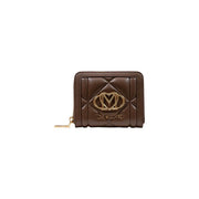 Brown quilted Love Moschino women wallet in polyurethane with gold-tone logo and zipper measuring W13cm