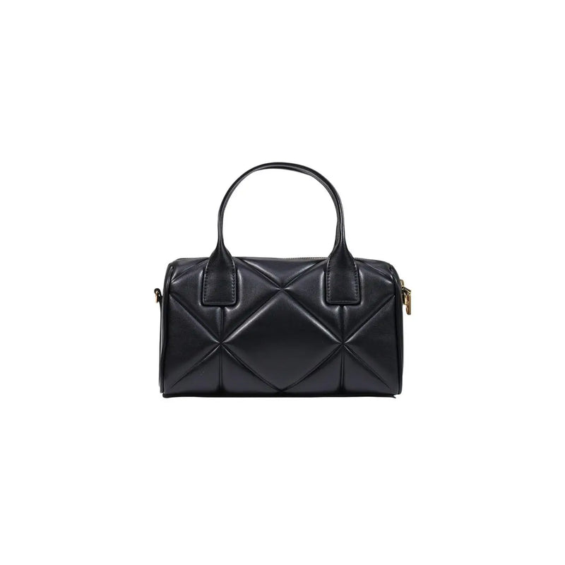 Black quilted leather Love Moschino women handbag with gold-tone hardware made of polyurethane w26cm