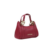 A burgundy textured leather love moschino women shoulder bag with gold-tone handles in polyurethane w27cm