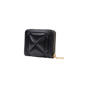 Love Moschino women wallet black quilted leather with gold-tone zipper polyurethane W13xH9xL3